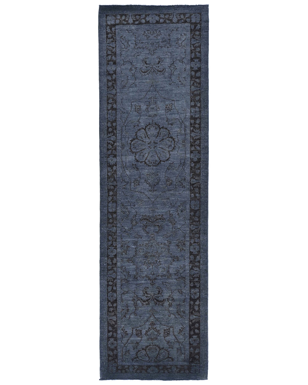 10 Ft Gray Over Dye Chobi Afghan Handmade Traditional Wool Runner Rug