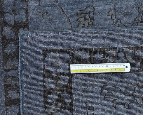 10 Ft Gray Over Dye Chobi Afghan Handmade Traditional Wool Runner Rug