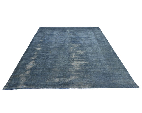 8x10 Chobi Charcoal Gray Over Dye Afghan Handmade Faded Low Pile Wool Area Rug