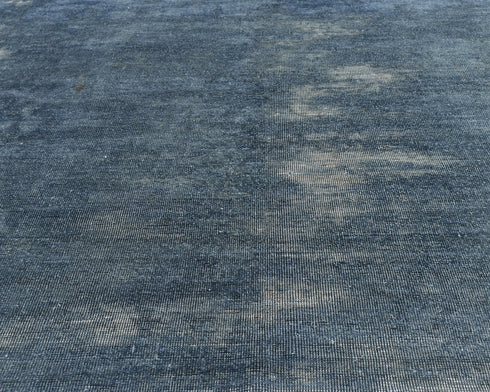 8x10 Chobi Charcoal Gray Over Dye Afghan Handmade Faded Low Pile Wool Area Rug
