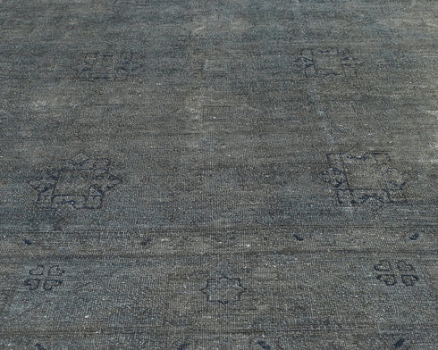 8x10 Chobi Over Dye Gray Afghan Handmade Faded Low Pile Wool Area Rug