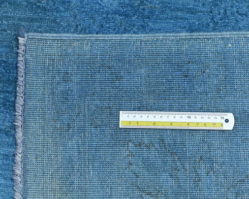 9x12 Ft Blue Over Dye Chobi Afghan Hand Knotted Wool Area Rug