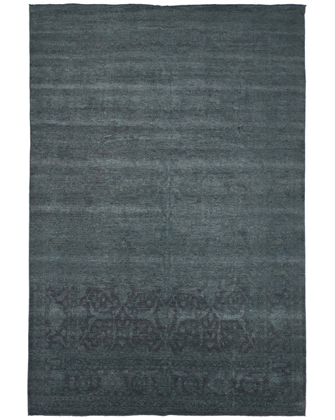 10x14 Gray Over Dye Chobi Afghan Hand Knotted Wool Area Rug