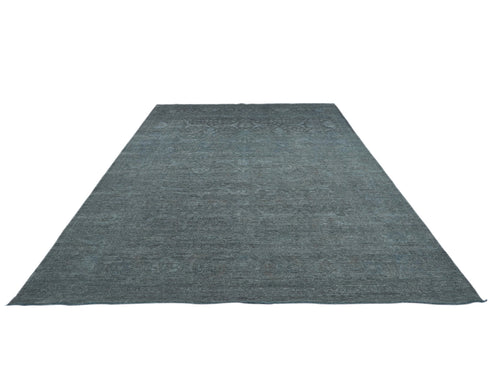10x14 Gray Over Dye Chobi Afghan Hand Knotted Wool Area Rug