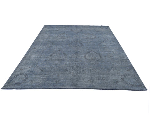 Gray 8x10 Ft Chobi Afghan Hand Knotted Over Dye Wool Area Rug