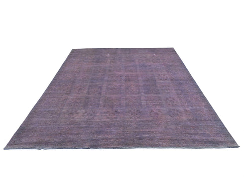 8x10 Gray Over Dye Chobi Afghan Hand Knotted Wool Area Rug