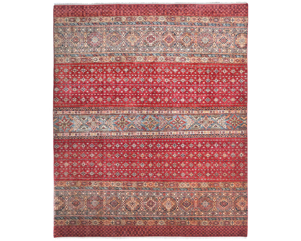 8x10 Red Khurgeen Afghan Hand Knotted Wool Area Rug