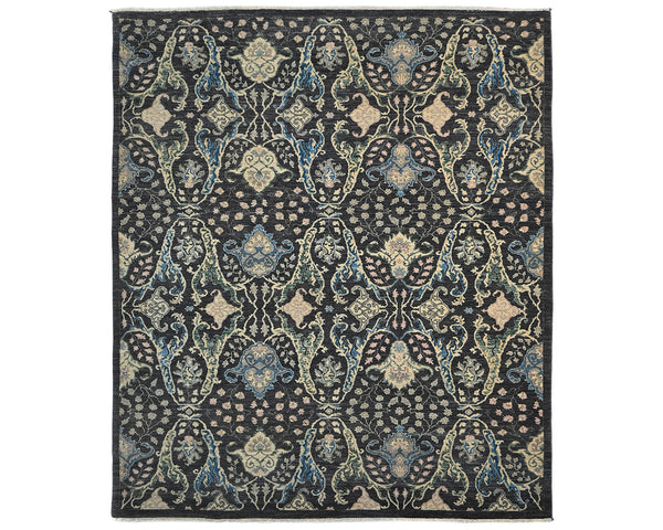 9x12 Zeigler Black Gray Afghan Hand Knotted Wool Area Rug