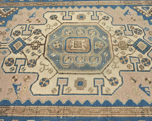 7 Ft Vintage Brown Persian Style Hand Knotted Low Pile Wool Runner Rug