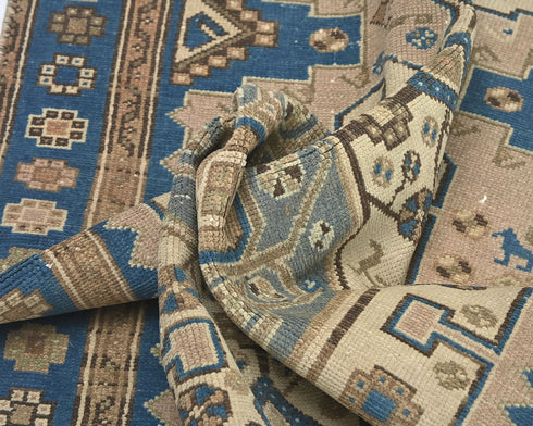 7 Ft Vintage Brown Persian Style Hand Knotted Low Pile Wool Runner Rug