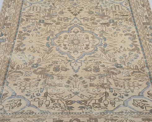 10 Ft Vintage Brown Persian Style Hand Knotted Low Pile Wool Runner Rug