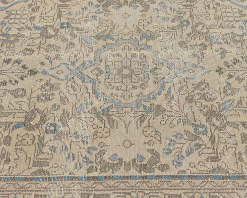 10 Ft Vintage Brown Persian Style Hand Knotted Low Pile Wool Runner Rug