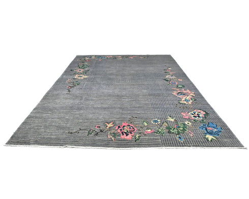 9x12 Zeigler Gray Afghan Hand Knotted Wool Area Rug