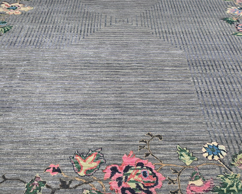 9x12 Zeigler Gray Afghan Hand Knotted Wool Area Rug