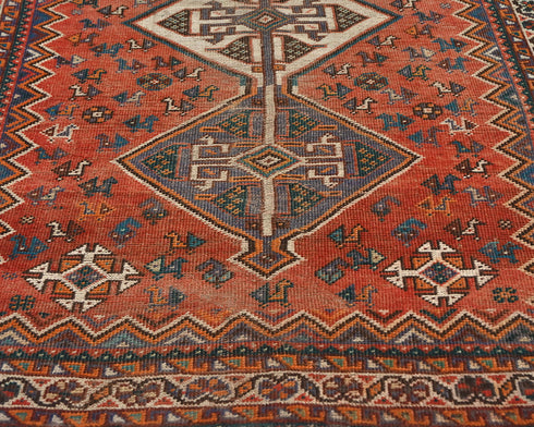 12 Ft Vintage Rust Persian Style Hand Knotted Low Pile Wool Runner Rug