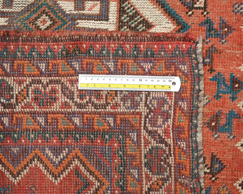 12 Ft Vintage Rust Persian Style Hand Knotted Low Pile Wool Runner Rug