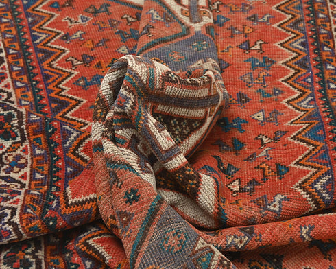 12 Ft Vintage Rust Persian Style Hand Knotted Low Pile Wool Runner Rug