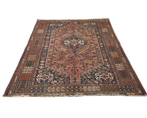 5x8 Vintage Terracotta Persian Style Hand Knotted Low Pile Wool Area Rug