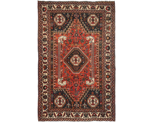 6x9 Vintage Rust Persian Style Hand Knotted Low Pile Wool Area Rug