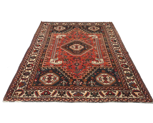 6x9 Vintage Rust Persian Style Hand Knotted Low Pile Wool Area Rug