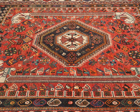 6x9 Vintage Rust Persian Style Hand Knotted Low Pile Wool Area Rug