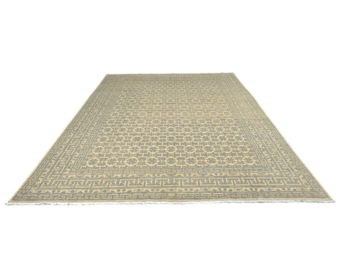 9x12 Zeigler Beige Afghan Hand Knotted Wool Area Rug