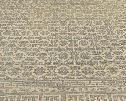9x12 Zeigler Beige Afghan Hand Knotted Wool Area Rug