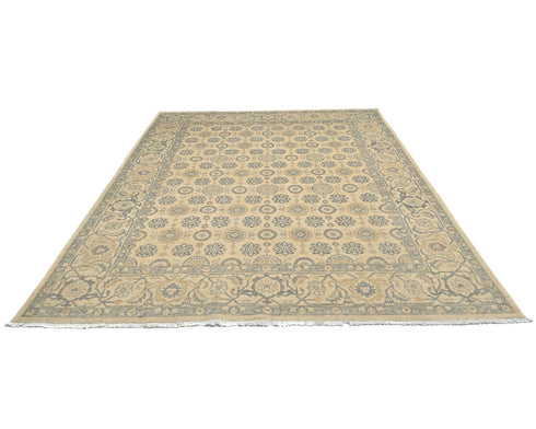 8x10 Zeigler Beige Afghan Hand Knotted Wool Area Rug