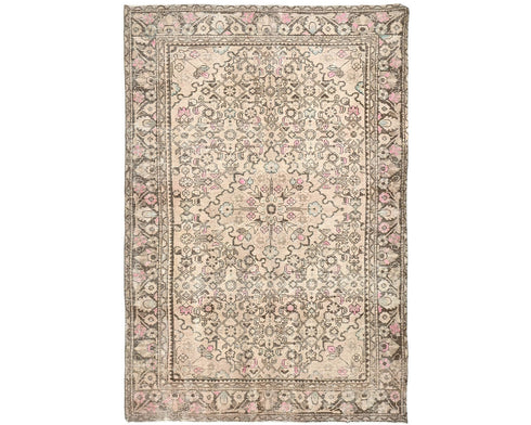 5x7 Vintage Brown Persian Style Hand Knotted Low Pile Wool Area Rug