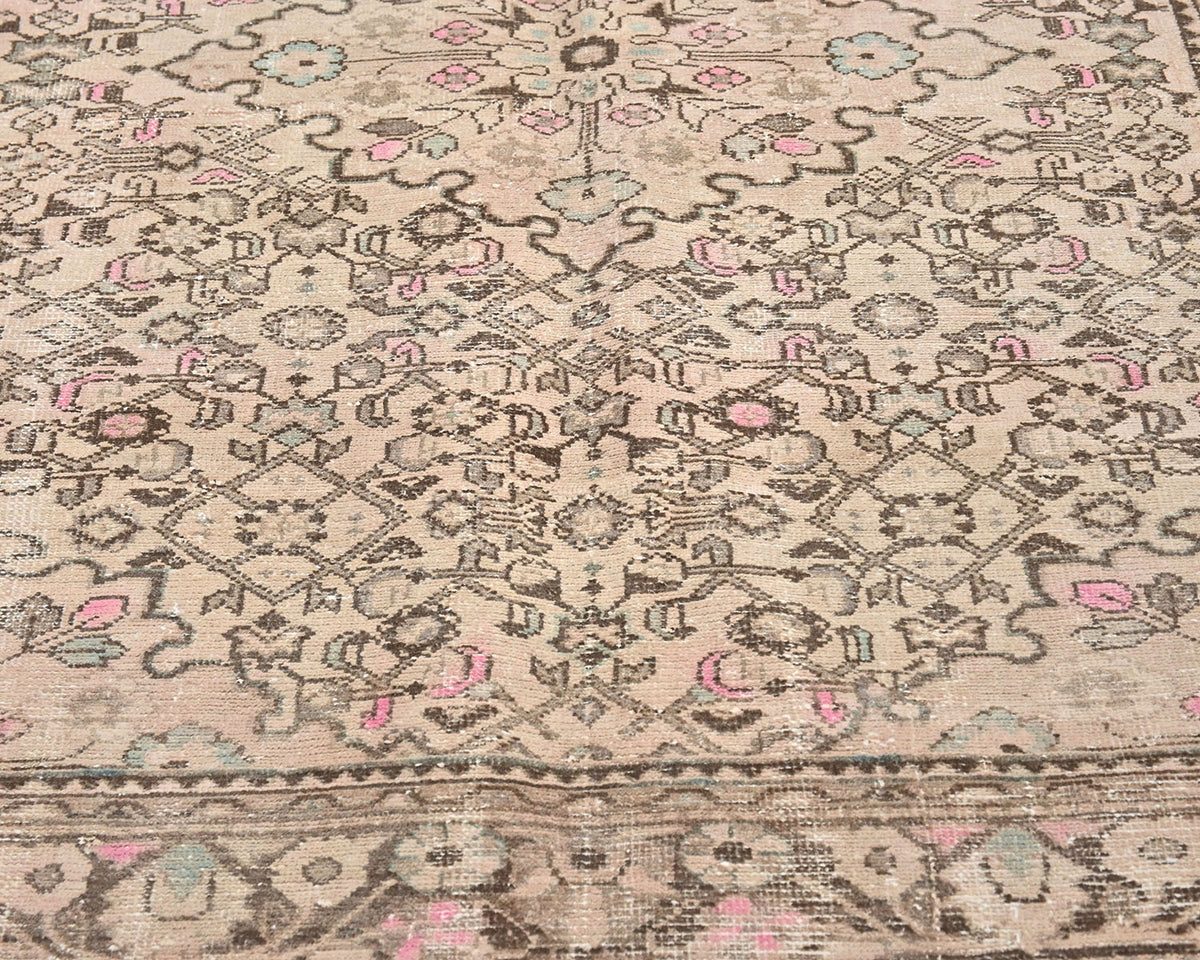 5x7 Vintage Brown Persian Style Hand Knotted Low Pile Wool Area Rug
