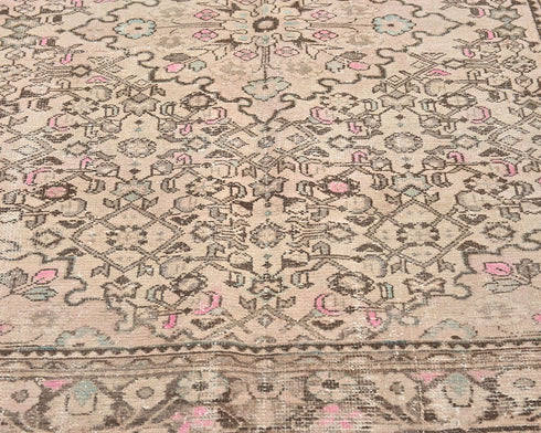 5x7 Vintage Brown Persian Style Hand Knotted Low Pile Wool Area Rug