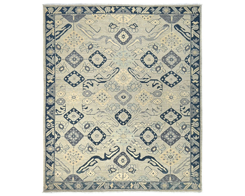 8x10 Zeigler Gray Afghan Hand Knotted Wool Area Rug