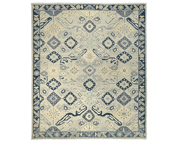 8x10 Zeigler Gray Afghan Hand Knotted Wool Area Rug