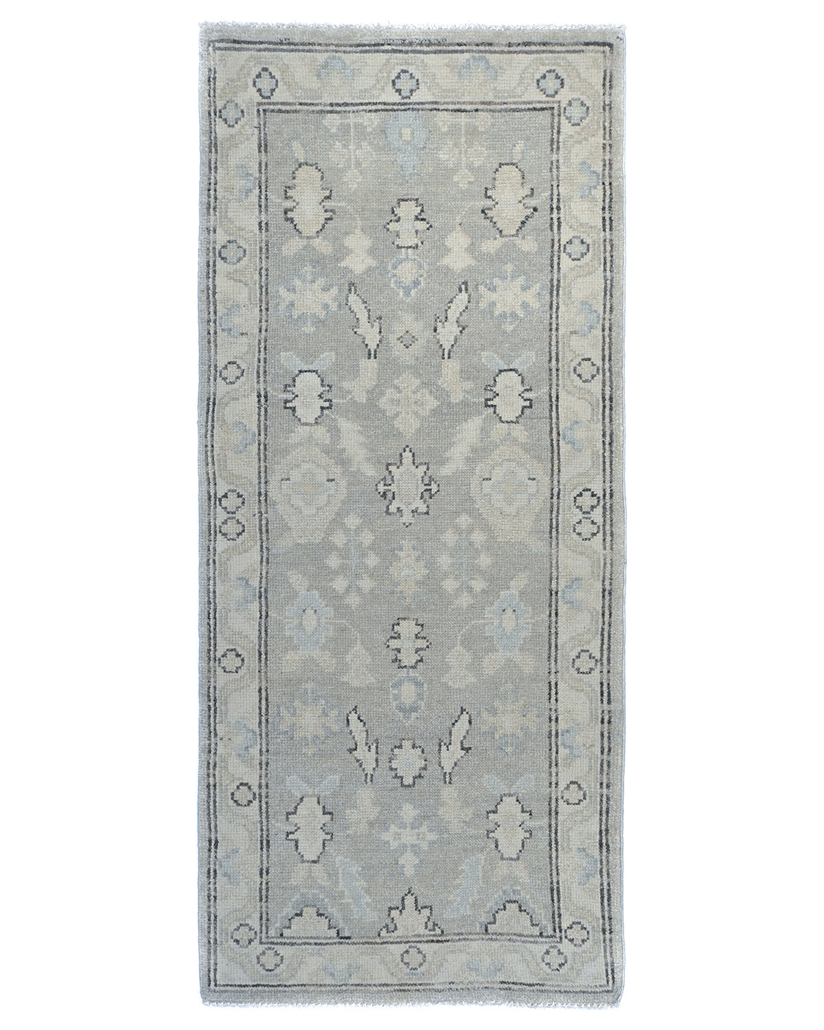 6 Ft Oushak Silver Gray Turkish Hand Knotted Traditional Soft Wool Runner Rug