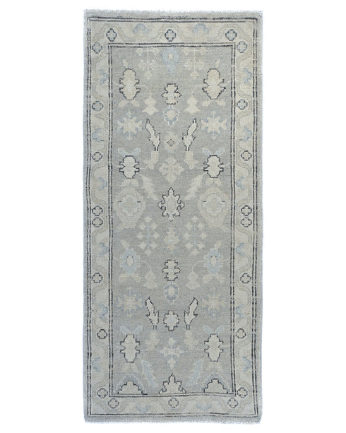 6 Ft Oushak Silver Gray Turkish Hand Knotted Traditional Soft Wool Runner Rug