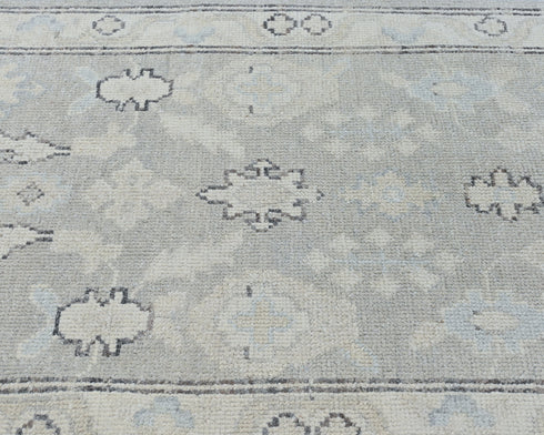 6 Ft Oushak Silver Gray Turkish Hand Knotted Traditional Soft Wool Runner Rug