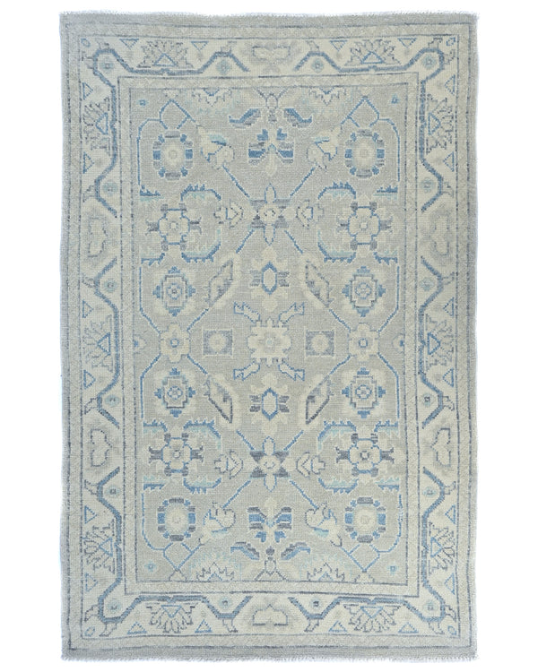 Gray Oushak 4x6 Ft Turkish Hand Knotted Traditional Soft Wool Area Rug