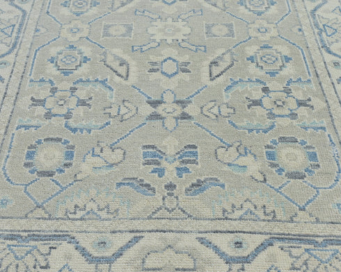 Gray Oushak 4x6 Ft Turkish Hand Knotted Traditional Soft Wool Area Rug