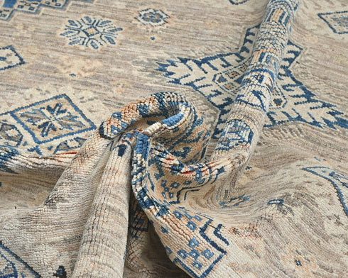 6x9 Ft Kazak Brown Afghan Hand Knotted Geometric Wool Area Rug