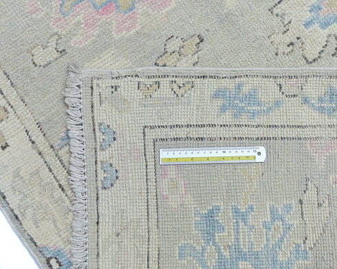 8 Ft Silver Gray Oushak Turkish Hand Knotted Traditional Soft Wool Runner Rug