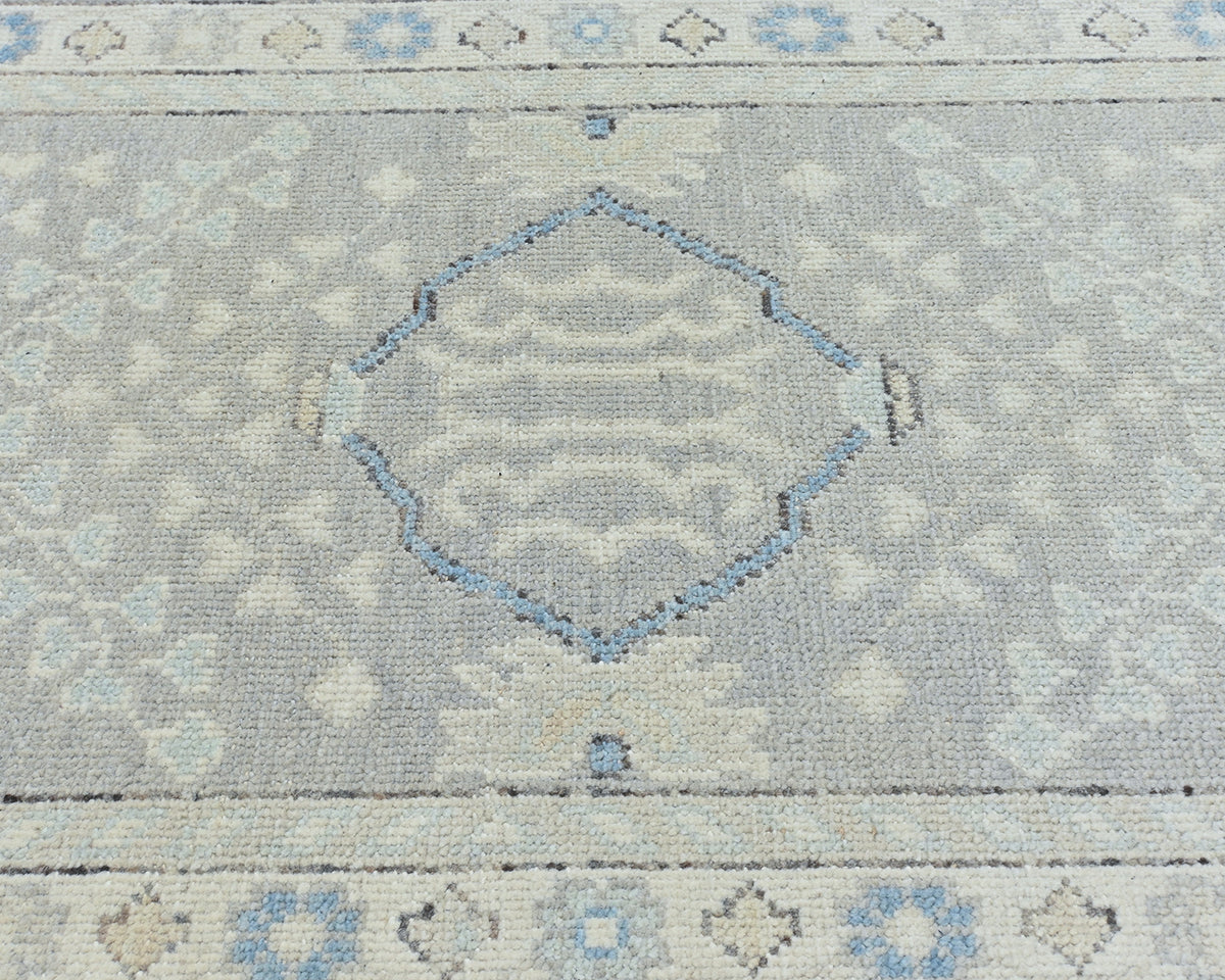 3x12 Ft Gray Oushak Turkish Hand Knotted Traditional Soft Wool Runners