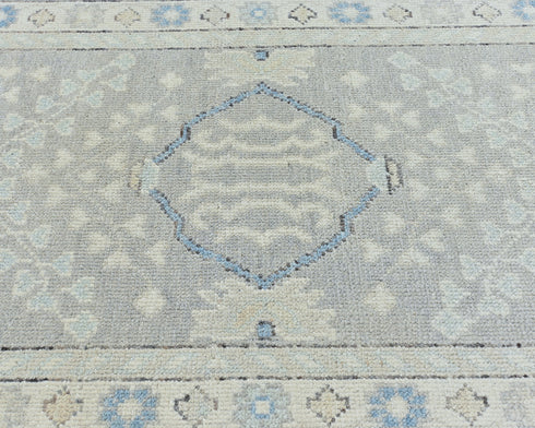 3x12 Ft Gray Oushak Turkish Hand Knotted Traditional Soft Wool Runners
