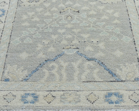12 Ft Gray Oushak Turkish Hand Knotted Traditional Soft Wool Runner Rug