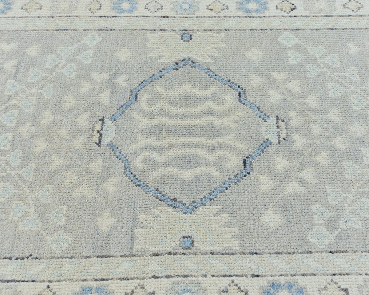 12 Ft Gray Oushak Turkish Hand Knotted Traditional Soft Wool Runner Rug
