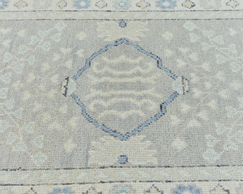 12 Ft Gray Oushak Turkish Hand Knotted Traditional Soft Wool Runner Rug