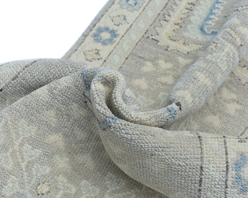 12 Ft Gray Oushak Turkish Hand Knotted Traditional Soft Wool Runner Rug