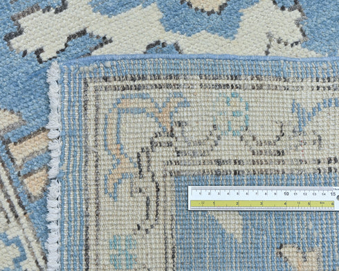 10 Ft Blue Oushak Turkish Hand Knotted Traditional Soft Wool Runner Rug