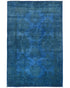 Blue 4x6 Over Dye Chobi Afghan Hand Knotted Floral Wool Area Rug