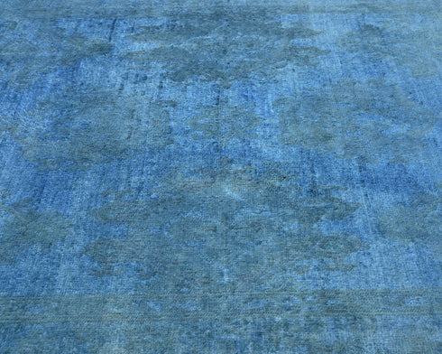 Blue 4x6 Over Dye Chobi Afghan Hand Knotted Floral Wool Area Rug
