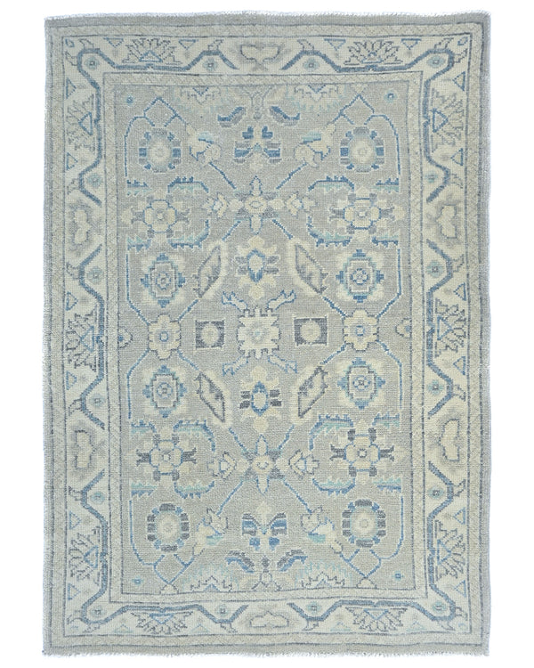 Traditional Oushak 4x6 Taupe Gray Turkish Handmade Veg Dye Wool Area Rug